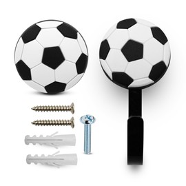 DOJA Barcelona Children's Furniture Knobs + Children's Clothes Hanger 8 Cupboard Knobs Children's Football and 8 Children's Wall Hooks Football Made of Rubber and Zinc Aluminium Clothes Hooks and