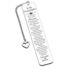 Valentines Gifts for Granddaughter, Granddaughter Bookmarks, Granddaughter Gifts from Grandma, Grandkid Granddaughter Birthday Gifts, Xmas Gifts for Girls 10-12, Grandma Granddaughter Gifts