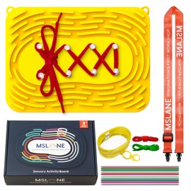 Sensory Activity Board: Silicone Fidget Toy | Shoe Tying Practice & Travel Strap | Silence Stress Relief for ADHD & Autism | Anxiety Calming | Kids 3+ & Adults | Gift-Ready Packaging Bright Yellow