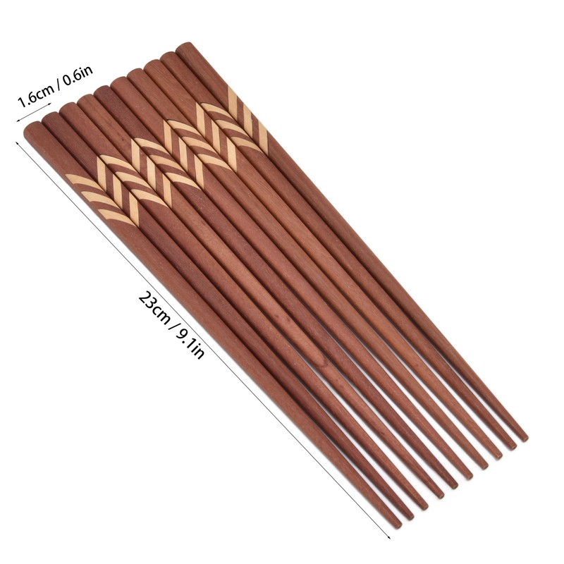 Wooden Chopsticks Japanese Style Rectangular Red Sandalwood Inlaid Boxwood Reusable