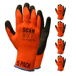 Scan SCAGLOKSTH5X Knitshell Thermal Latex Coated Gloves - Orange - Size 10 (5 Pairs)