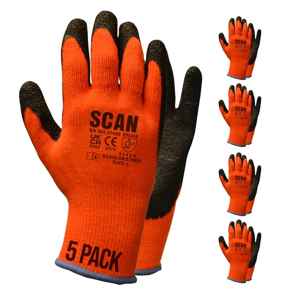 Scan SCAGLOKSTH5X Knitshell Thermal Latex Coated Gloves - Orange -