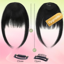 TESS 100% Real Human Hair Clip in Fringe Hairpiece Fashion Bangs Extensions for Women UK Daily Wear #01 Jet Black