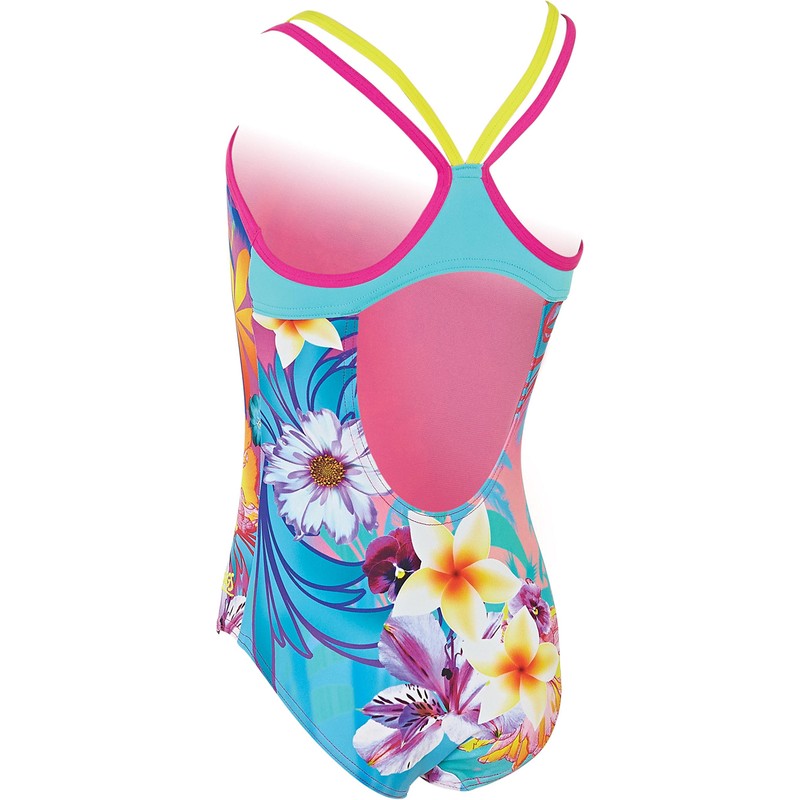 Zoggs Junior Girls Boho Duoback Swimming Costume with Slim Contrasting