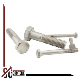 Hexagon Screws with Shaft - M8 x 60 - (Pack of 10) - Machine Screws - DIN 931 (ISO 4014) - Made of Stainless Steel A2 (V2A) - SC931