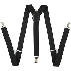 FNA Fashions Mens Ladies Unisex Adjustable Slim Braces Trouser Suspenders Clip On Fancy Dress (Black)