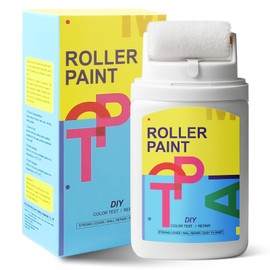 White Paint for Wall with Built-in Roller – Portable Wall Repair Paint for Quick Touch-Up & Cleaning – Water-Based, Low Odor, Ready-to-Use Small Roller for Stains, Cracks, Yellowing, Pack of 2