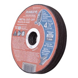 DIABLO 4 1/2 INCH METAL CUT-OFF DISC .040 THICK - 7/8 INCH (22.2mm) ARBOR - TYPE 1 HUB - THIN KERF DESIGN - PREMIUM ALUMINUM OXIDE BLEND FOR USE ON METAL MATERIALS - 13,280 MAX RPM - 15 PACK