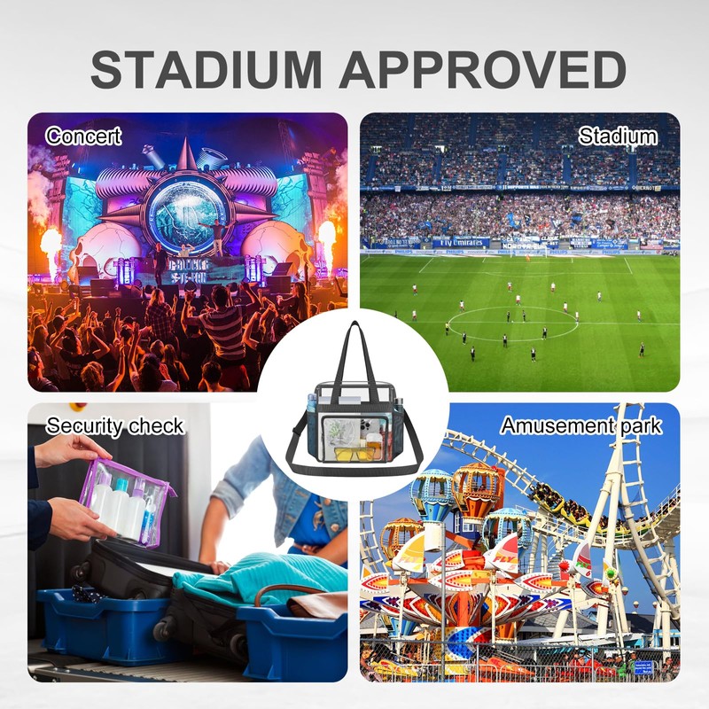 USPECLARE Clear Bag for Stadium Events, 12x6x12 Transparent Stadium Messenger