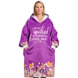 Huglanket Wife Gifts Blanket Hoodie for Wife from Husband, Romantic Gifts for Wife on Birthday, Christmas, Valentine's Day and Wedding Anniversary, Flannel Hooded Blanket, Plush, Cozy