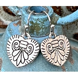 Silver Etched Heart Dangle Earrings Love. Jewelry Earrings for Women #3298FE422