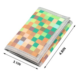 Leyeve wallet,Teen Wallet with Coin Pocket,Kids Wallets for Boys,RFID Trifold Canvas Outdoor Sports Wallet for Kids,Front Pocket Wallet with Magic Sticker-Green mosaic