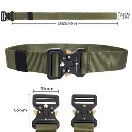 LC-dolida Mens Tactical Belt, Military style Utility safety belts, Heavy Duty Nylon Canvas Waist Belt with 2 Hooks and Quick Release Buckle for Outdoor Sports Camping Hunting