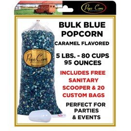 BLUE POPCORN! Gourmet It's a Boy-BULK/WHOLESALE -5 LBS.-80 CUPS-95 OZ-FREE SANITARY SCOOPER & 20 gift Bags Included!