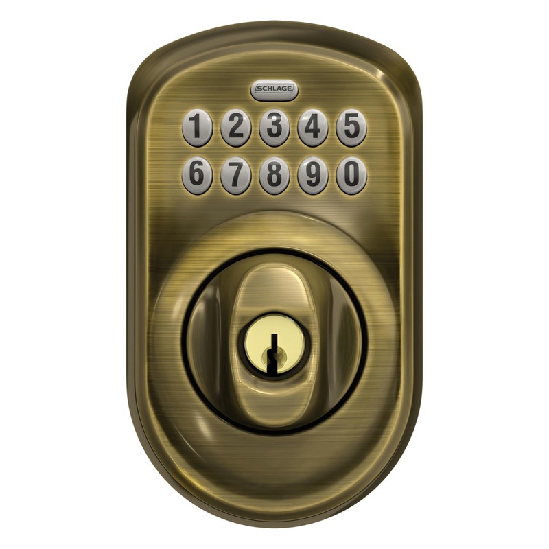Schlage BE365 V PLY 609 Plymouth Keypad Deadbolt, Electronic Keyless