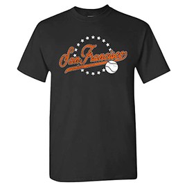 San Francisco Baseball Vintage Men's Fan T-Shirt (Black Shirt, XL)