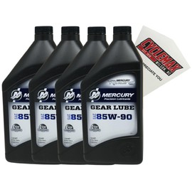 Cyclemax Four Pack Compatible with Mercury SAE 85W-90 Racing Gear Lube Quarts 8M0078015-4PACK Contains Four SAE 85W-90 Racing Gear Lube Quarts and a Funnel