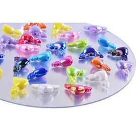 eswala Focal Beads for Pens,40pcs Acrylic Charms Angle Wing Focals Beads Bulk for Beadable Pens Keychain Making Cute DIY Jewelry Supplies for Teacher Mom