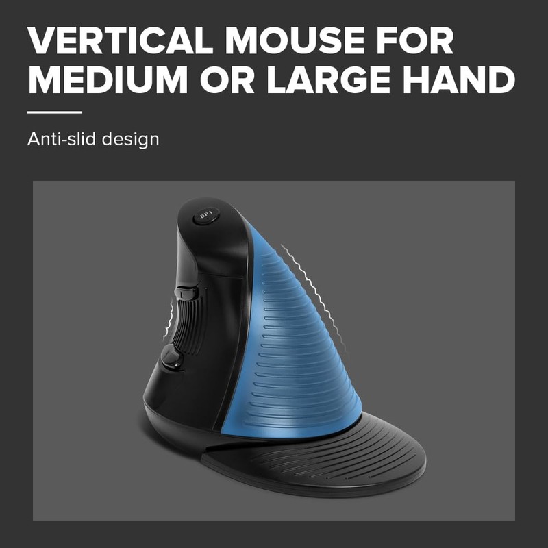 DELUX Wired Ergonomic Vertical Mouse, Vertical Mouse for Medium Hands,