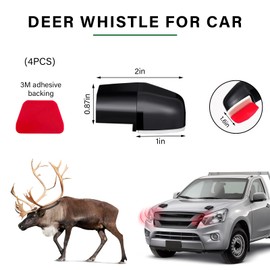 KVAEY 8 PCS Deer Whistles for Car, Automotive Deer Warning Whistle Devices, Animal Warning Devices to Avoids Collision, Universal Animal Alert Accessories (Black, 4pcs)