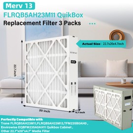 3 Packs FLRQB5AH23M11 Merv 13 Filter Compatible with Trane Filters 22.7"x20"x4.70"FLRQB5AH23M11 and Envirowis 22.7 x 20.7 x 4.7 FLRQB5AH23M11,22.7"x20"x4.70" Merv 13 Filter