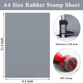 Rubber Stamp Sheet for Laser Engraving Machine, A4 Rubber Stamp Sheet for Laser Cutter Soft Rubber Sheet to Make Rubber Stamps, 2.3 Mm/ 0.09 Inch (Light Gray)