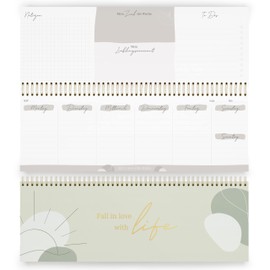 KIND OF HAZEL® Weekly Planner I Beautiful Desk Calendar Landscape with To Do Lists and Notes I High-Quality Standing Calendar Undated with Gold Foil Embossing