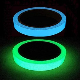 Gebildet 2 Pieces 10m x 1cm Glow in The Dark Self-Adhesive Tape, Light Luminous Tape Sticker: Waterproof, Removable, Durable, Wearable, Stable, Safety (Green + Sky Blue)