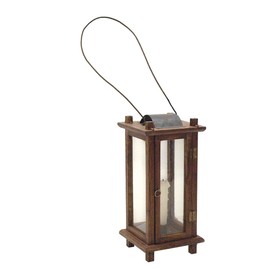 Schooner Bay Co. Mango Wood and Tin12-1/2 Colonial Rustic Early American Lantern - Antique Reproduction