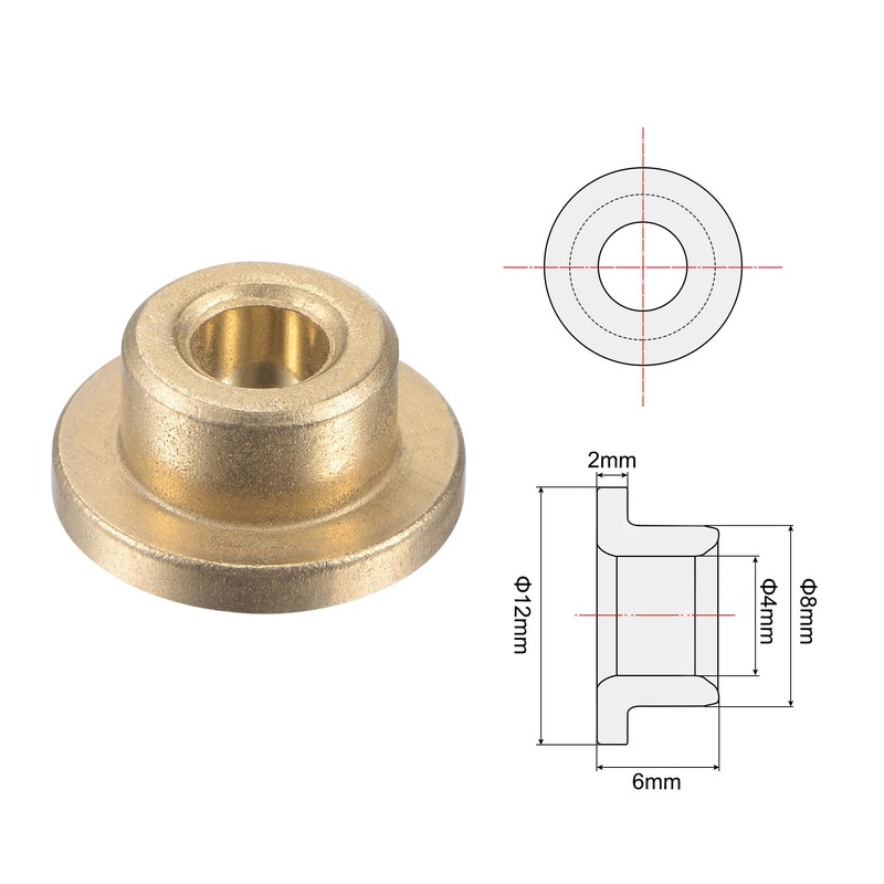 sourcing map Self-lubricating bushing flange sleeve bearings made of sintered