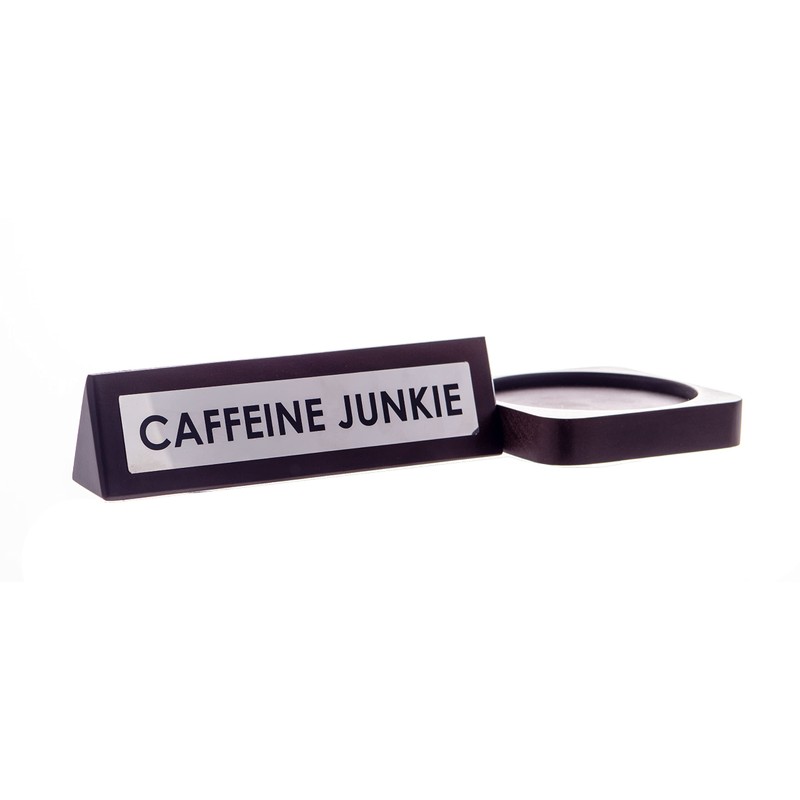 Boxer Gifts Caffeine Junkie' Wooden Sign | Fun Novelty Desk
