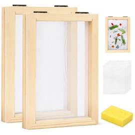 2Pcs Paper Making Screen Kit, A6 Classic Wooden Frame Paper Making Kit, Mould and Deckle for Paper Making Supplies