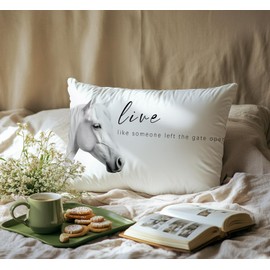 Poecinvi Western Horse Pillow Covers 12x20, Inspirational Horse Pillow Cases, Cowgirl Dorm Room Decor, Positive Decor, Cowgirl Horse Gifts, Inspirational Gifts for Women.