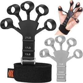 MGHO Exclusive Metal-Hook Grip Strength Trainer - 2PCS Upgraded Hand Strengthener n Exerciser Forearm Strengthener, Gripper, Finger w/ 6 Adjustable Levels, Gripster, ‎2 PCS ( Black + Gray )