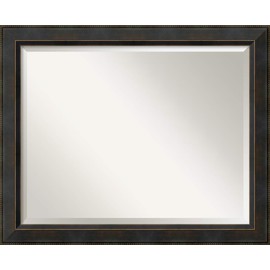 Amanti Art Framed Vanity Mirror | Bathroom Mirrors for Wall | Signore Bronze Mirror Frame | Solid Wood Mirror | Medium Mirror | 26.38 x 32.38 in.