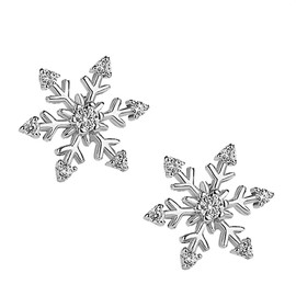 Snowflake Earrings for Women Winter Snowflake Stud Earrings (Silvery, One Size)
