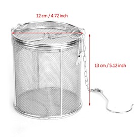 Tea Ball Infuser, Stainless Steel Fine Mesh Seasoning Strainer with Extended Chain Hook Spice Filter Basket for Loose Leaf Tea (4.72 x 5.12inch)