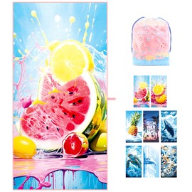 ZIOSINM Microfiber Beach Towels for Adults, 180 * 90cm Quick Dry Sand Free Oversized Extra Large Beach Towel for Beach, Swimming, Travel, Yoga, Gym, Camping, Vacation Gift (Watermelon)