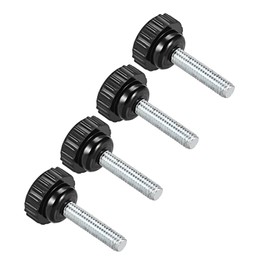 CoCud Knurling Clamp Knob M6 x 25mm Male Thread 21mm Head Thermoset Plastic Thumbscrew Grip Bolt Knob Black For Lathe Machines 4pcs