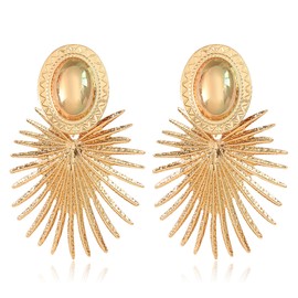 T-ztoss Heart Dangle Earrings Gold Star Statement Earrings Exaggerated Geometric Flower Studs Earrings Punk Minimalist Ear Jewelry for Women (gold)