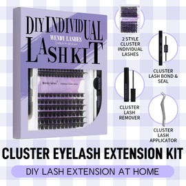 WENDY Lash Clusters Kit Individual Lashes Cluster with Lash Bond and Seal,Eyelash Extensions Remover,Eyelash Clusters Tweezers DIY Natural Eyelashes for Beginners at Home(C3+C9 Kit)