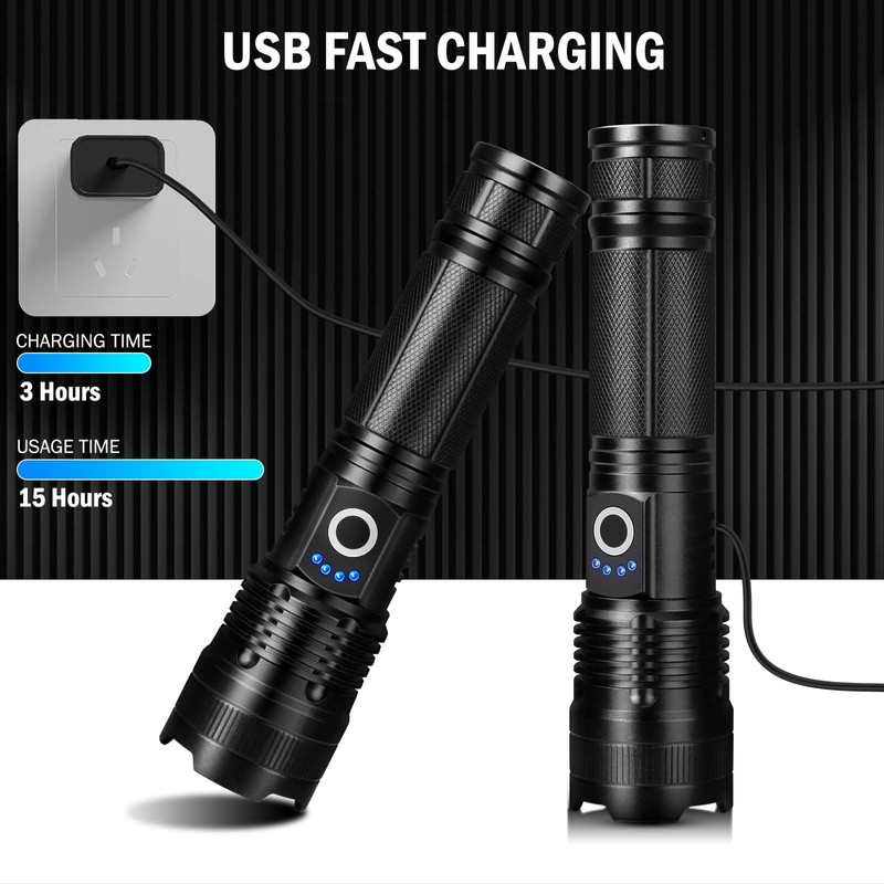 Lylting Rechargeable Flashlights High Lumens, 4 Pack 99,000 Lumens Led