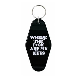 Jgrprlq Funny Keychain for Men Women, Where the Fck Are My Keys Keychain, Unique Black Retro Motel Keychain