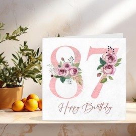 87th Birthday Card for Women - Floral 87th Birthday Cards for 87 year old woman Eighty Seven, Eighty Seventh Ladies Nan Grandma Mum Aunt Sister Mom Friend