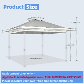 Replacement Canopy Cover for Yaheetech 13x13 Pop Up Gazebo Tent Frame Only