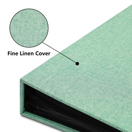 Vienrose Linen Photo Album 4x6 300 Pockets Photobooks Black Page Large Capacity Picture Albums for Valentine Wedding Christmas Birthday (300 pockets, Green)