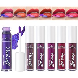 CHSEEO Peel Off Lip Stain Long Lasting Waterproof Kit, 6 Pcs Tattoo Magic Color Lip Gloss Sets, Peel Away Lip Colorful Glossy Lipstick Makeup Cosmetic Gift Set for Girl Women