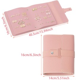 Earring Book, Earring Storage Organiser Earring Box Travel Jewellery Organiser Foldable Portable Jewellery Roll Supple PU Leather A Small Book for Keeping Your Earrings Safe (Pink)