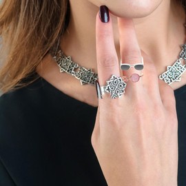 GALPADA Glasses Ring Black Sunglasses Finger Ring Creative Opening Rings Collection Ring Funny Glasses Design Chain Unique Rings Fashion Rings for Couples Ring Jewellery Alloy, Zinc alloy, No Gemstone