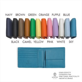 unifiss Men's Bifold Leather Compact Wallet with Cosmetic Box Coin Purse, Folding Wallet, Gift, Business, blue (dark)